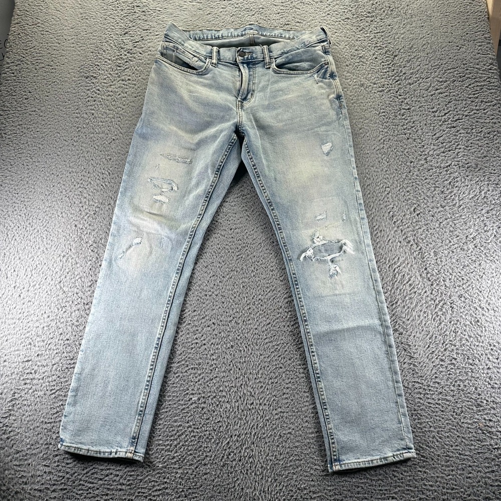 Old Navy Built-In Flex Jeans Mens 33x31 Blue Denim Straight Leg Slim Distressed